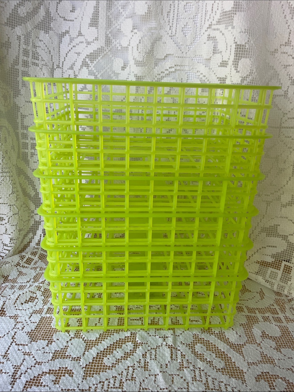 Emruss Translucent Green Open  Grid Plastic Organizer Basket (6)